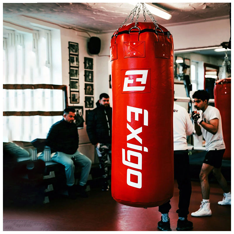 Exigo Super Pro 4ft 60kg Jumbo Leather Punch Bag - Red