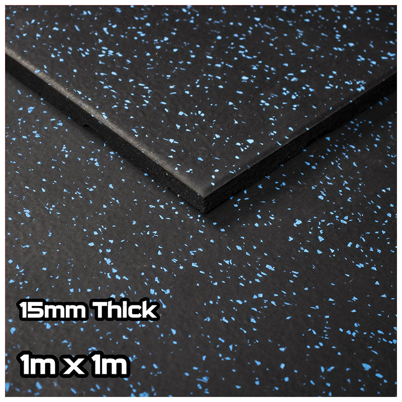 Rival Blue Fleck Premium Rubber Gym Flooring (1m x 1m) (15mm)