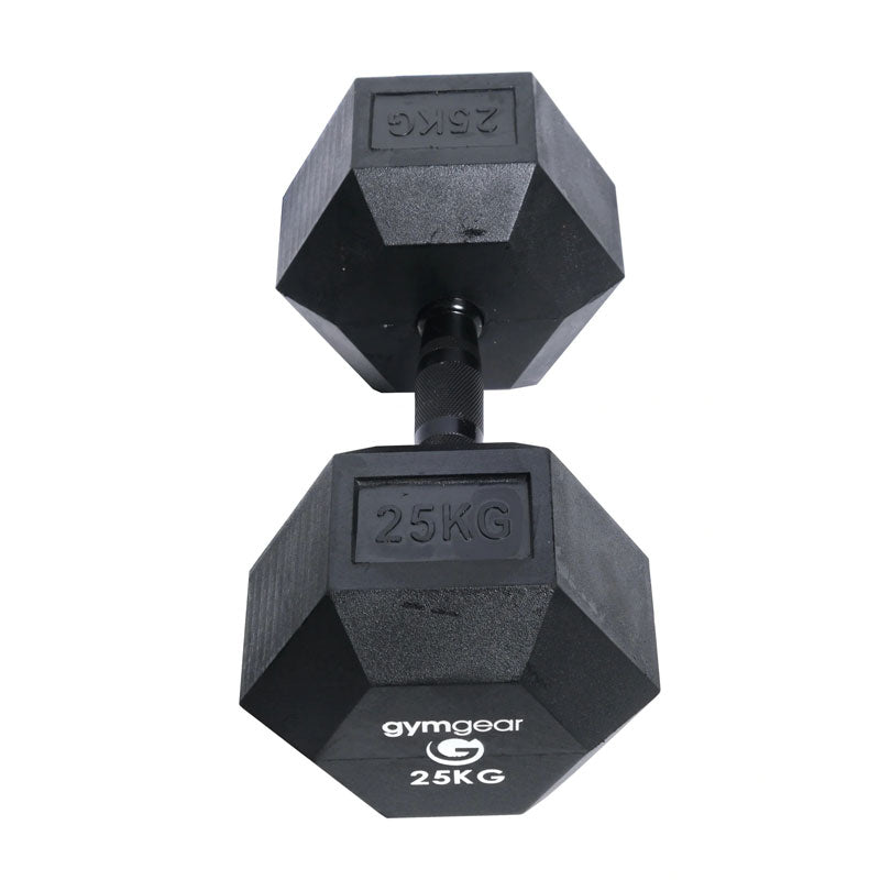 Rubber Hex Dumbbells (Black Handles)