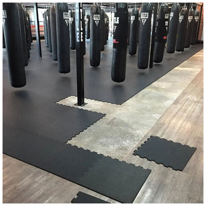 15mm Black Interlocking Gym Floor Jigsaw Mats