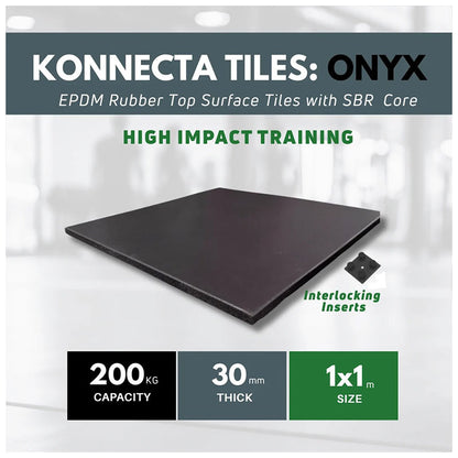 30mm Onyx EPDM Rubber Gym Tiles