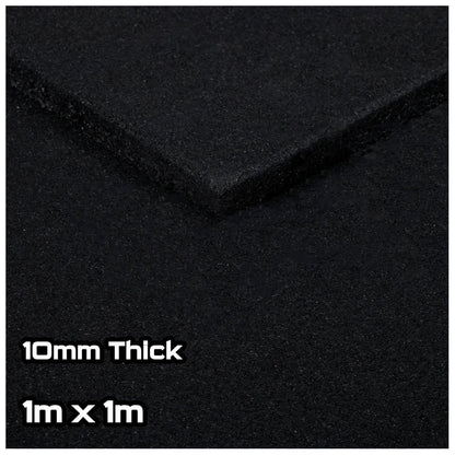 Black SBR Rubber Gym Flooring (1m x 1m) (10mm)