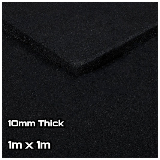 Black SBR Rubber Gym Flooring (1m x 1m) (10mm)
