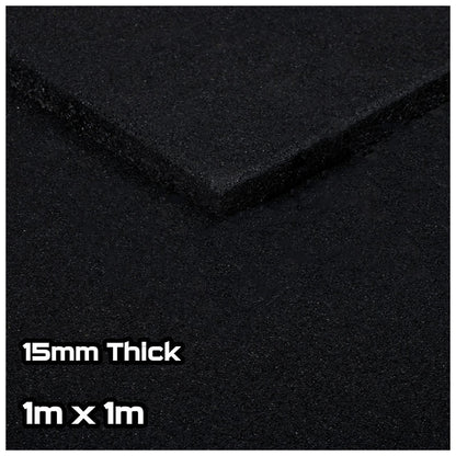 Black SBR Rubber Gym Flooring (1m x 1m) (15mm)