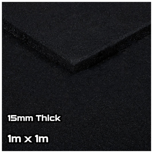 Black SBR Rubber Gym Flooring (1m x 1m) (15mm)