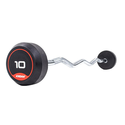 JORDAN® Fixed Barbells - Curl Bar Rubber (Red)