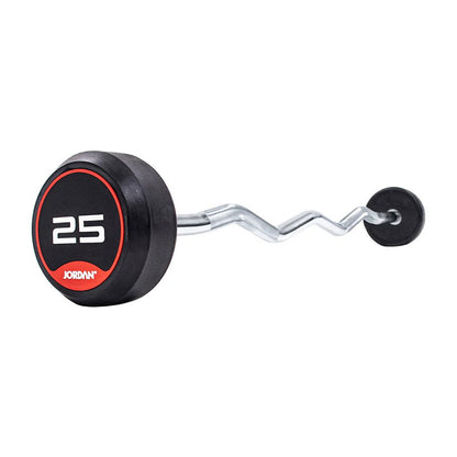 JORDAN® Fixed Barbells - Curl Bar Rubber (Red)