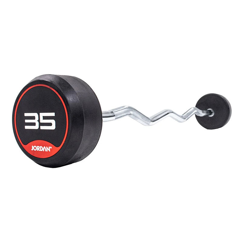 JORDAN® Fixed Barbells - Curl Bar Rubber (Red)