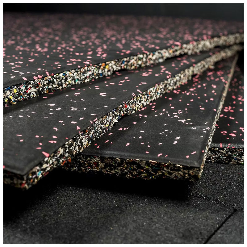 EPDM Luxury Fleck | 1m x 1m | Black with Pink Fleck | 15mm | 20mm