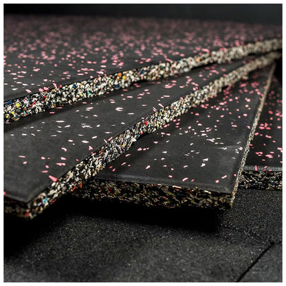 EPDM Luxury Fleck | 1m x 1m | Black with Pink Fleck | 15mm | 20mm
