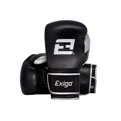 Exigo Elite Sparring Gloves - Black/Silver - 12oz