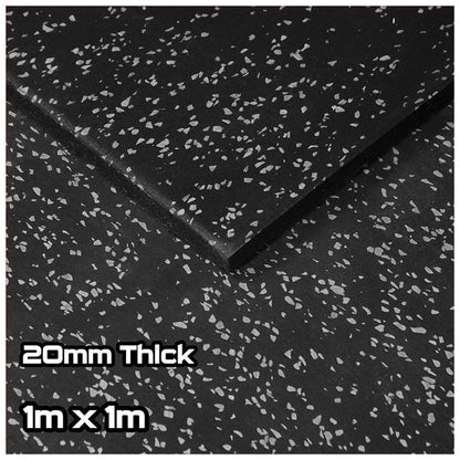 Rival Grey Fleck Premium Interlocking Rubber Gym Flooring with Connectors (1m x 1m) (20mm)