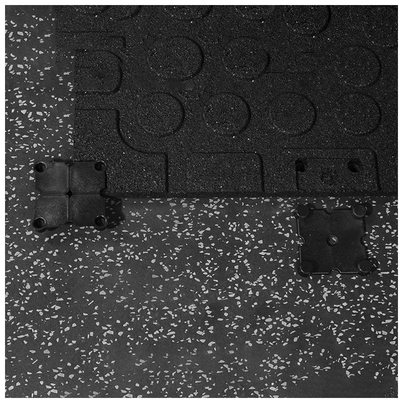 Rival Grey Fleck Premium Interlocking Rubber Gym Flooring with Connectors (1m x 1m) (20mm)