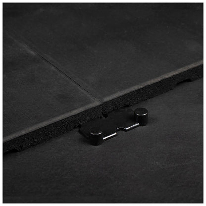Rival Black Premium Interlocking Rubber Gym Flooring with Connectors (1m x 1m) (20mm)