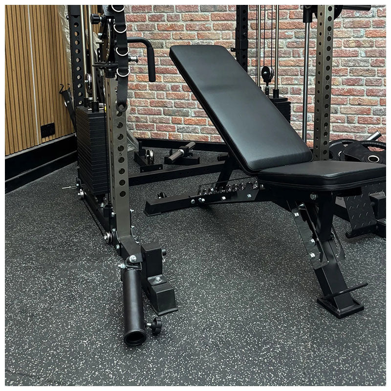 Rival Grey Fleck Premium Interlocking Rubber Gym Flooring with Connectors (1m x 1m) (20mm)