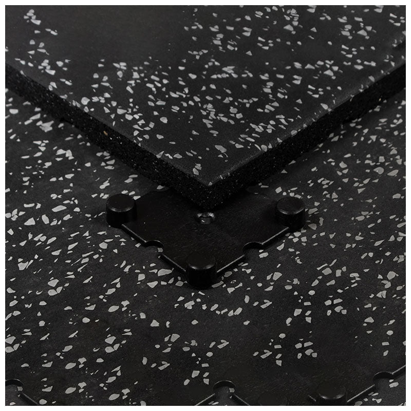 Rival Grey Fleck Premium Interlocking Rubber Gym Flooring with Connectors (1m x 1m) (20mm)