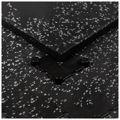 Rival Grey Fleck Premium Interlocking Rubber Gym Flooring with Connectors (1m x 1m) (20mm)
