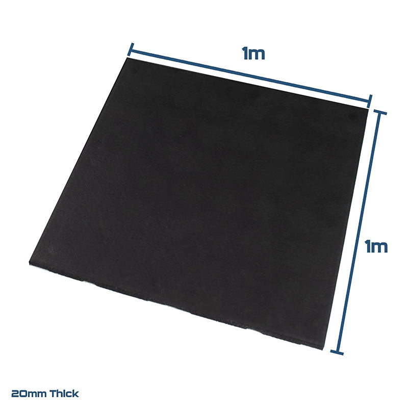 Rival Black Premium Interlocking Rubber Gym Flooring with Connectors (1m x 1m) (20mm)