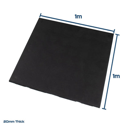 Rival Black Premium Interlocking Rubber Gym Flooring with Connectors (1m x 1m) (20mm)