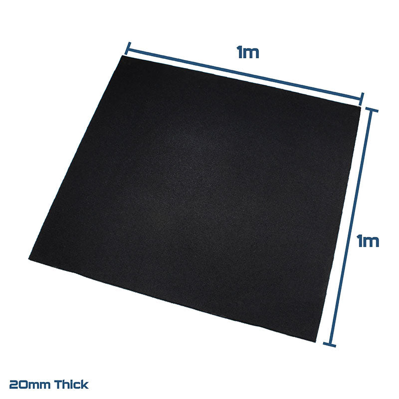 Black SBR Interlocking Rubber Gym Flooring with Connectors (1m x 1m) (20mm)