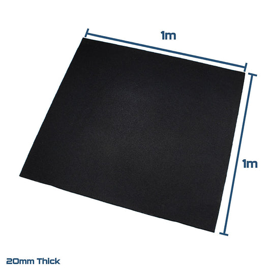 Black SBR Interlocking Rubber Gym Flooring with Connectors (1m x 1m) (20mm)