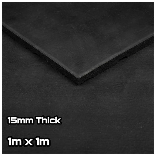 Rival Black Premium Rubber Gym Flooring (1m x 1m) (15mm)