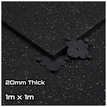 Grey Fleck SBR Interlocking Rubber Gym Flooring with Connectors (1m x 1m) (20mm)