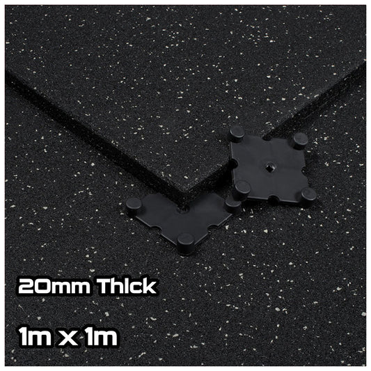 Grey Fleck SBR Interlocking Rubber Gym Flooring with Connectors (1m x 1m) (20mm)