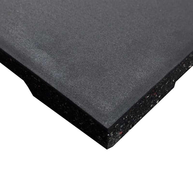30mm Premium Black Rubber Gym Floor Tile (1m x 0.5m / Black)