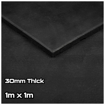 Rival Black Premium Interlocking Rubber Gym Flooring with Connectors (1m x 1m) (30mm)