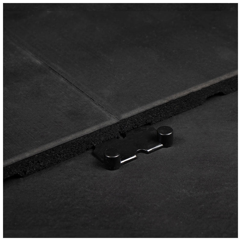 Rival Black Premium Interlocking Rubber Gym Flooring with Connectors (1m x 1m) (30mm)