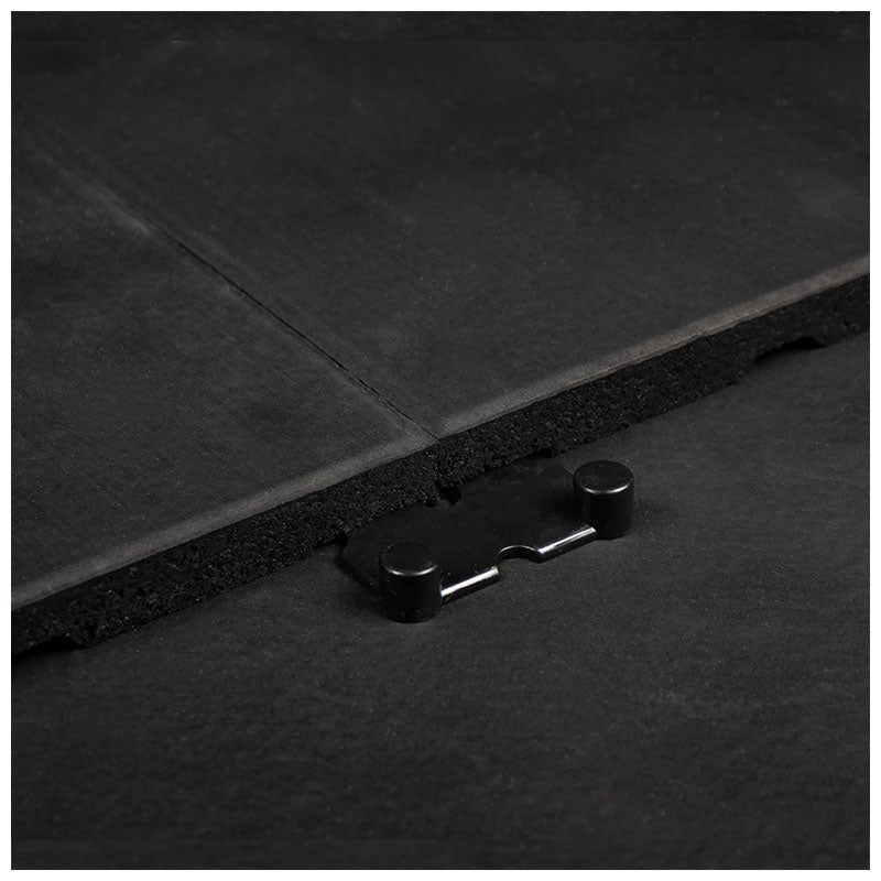 Rival Black Premium Interlocking Rubber Gym Flooring with Connectors (1m x 1m) (30mm)