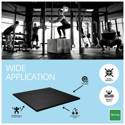 30mm Sprung PRO Gym Floor Tile - Rubber Heavy Duty Gym Flooring