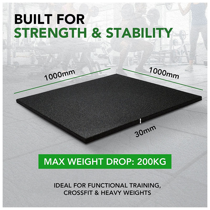 30mm Sprung PRO Gym Floor Tile - Rubber Heavy Duty Gym Flooring