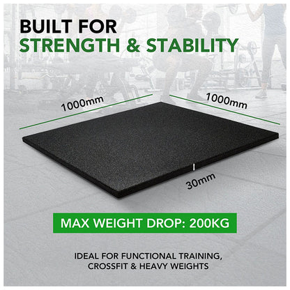 30mm Sprung PRO Gym Floor Tile - Rubber Heavy Duty Gym Flooring