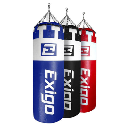 Exigo Super Pro 4ft 6'' 75kg Immensus Leather Punch Bag - Blue/White