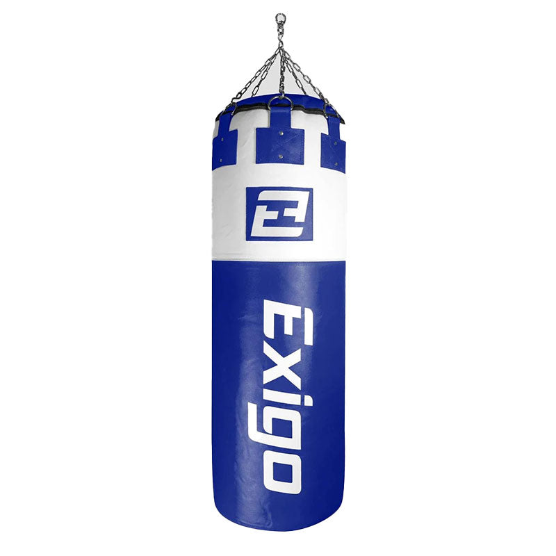 Exigo Super Pro 4ft 6'' 75kg Immensus Leather Punch Bag - Blue/White