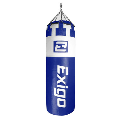 Exigo Super Pro 4ft 6'' 75kg Immensus Leather Punch Bag - Blue/White