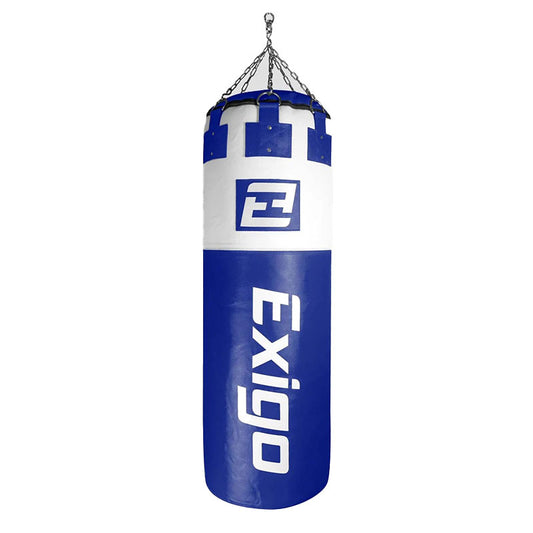 Exigo Super Pro 4ft 6'' 75kg Immensus Leather Punch Bag - Blue/White