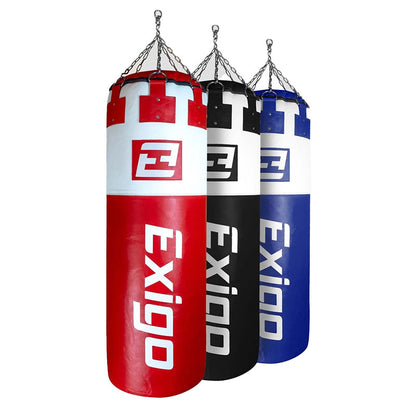 Exigo Super Pro 4ft 6'' 75kg Immensus Leather Punch Bag - Red/White