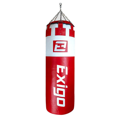 Exigo Super Pro 4ft 6'' 75kg Immensus Leather Punch Bag - Red/White