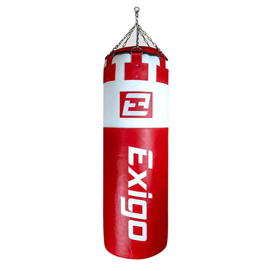 Exigo Super Pro 4ft 6'' 75kg Immensus Leather Punch Bag - Red/White