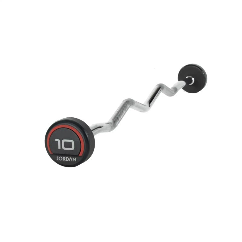 JORDAN® Fixed Barbells - Curl Bar Urethane (Red)