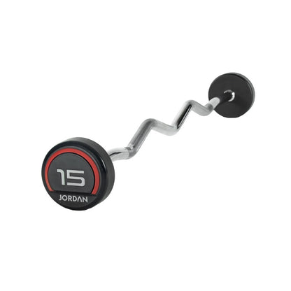 JORDAN® Fixed Barbells - Curl Bar Urethane (Red)