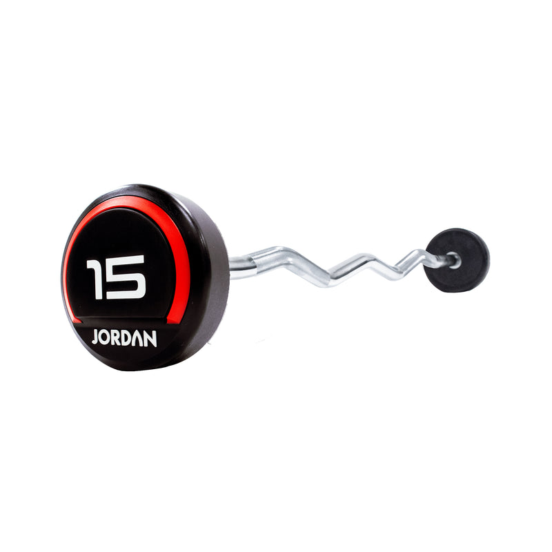 JORDAN Fixed Barbells - Curl Bar Urethane (Red)