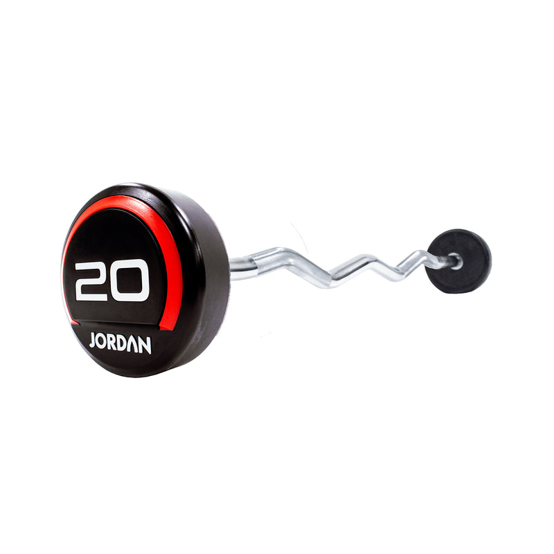 JORDAN Fixed Barbells - Curl Bar Urethane (Red)