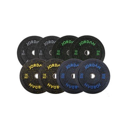 JORDAN HG Black Rubber Bumper Weight Plates - Coloured Fleck 100kg Set