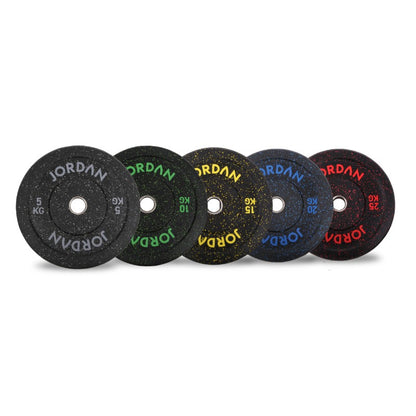 JORDAN HG Black Rubber Bumper Weight Plates - Coloured Fleck