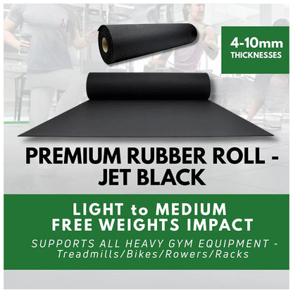 Jet Black Rubber Flooring Roll – 10m²