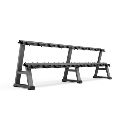 JORDAN 10 Pair Horizontal Dumbbell Rack 2 Tier - Grey